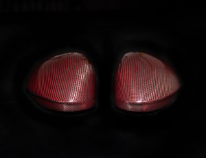 Alfa Romeo Giulia Mirror Covers - Carbon Fiber - Full Replacements - Feroce Carbon - w/ Factory Clips - Red Carbon